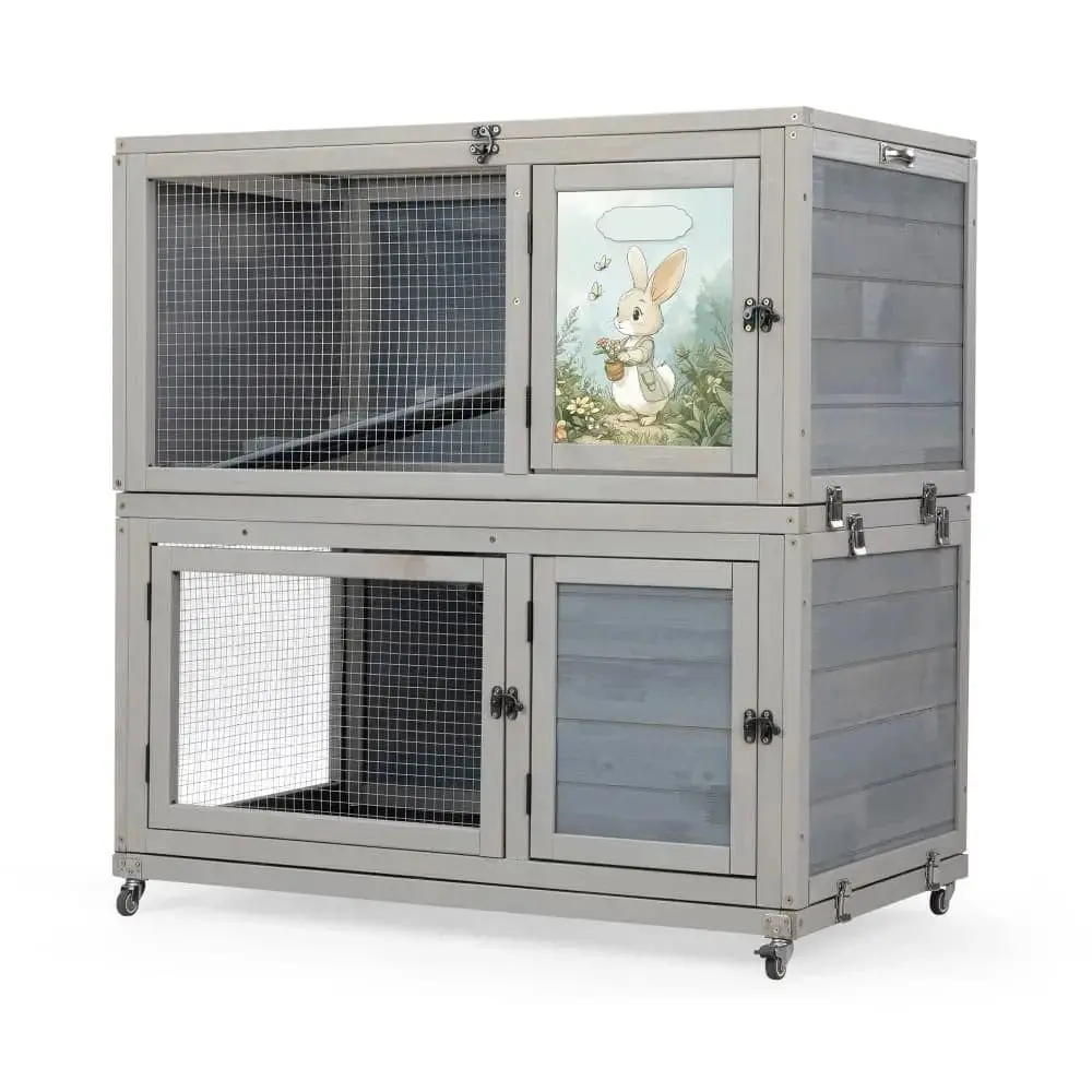 Coziwow 35"L 2-Tier Rabbit House on Wheel - Patterned — Dog Toys