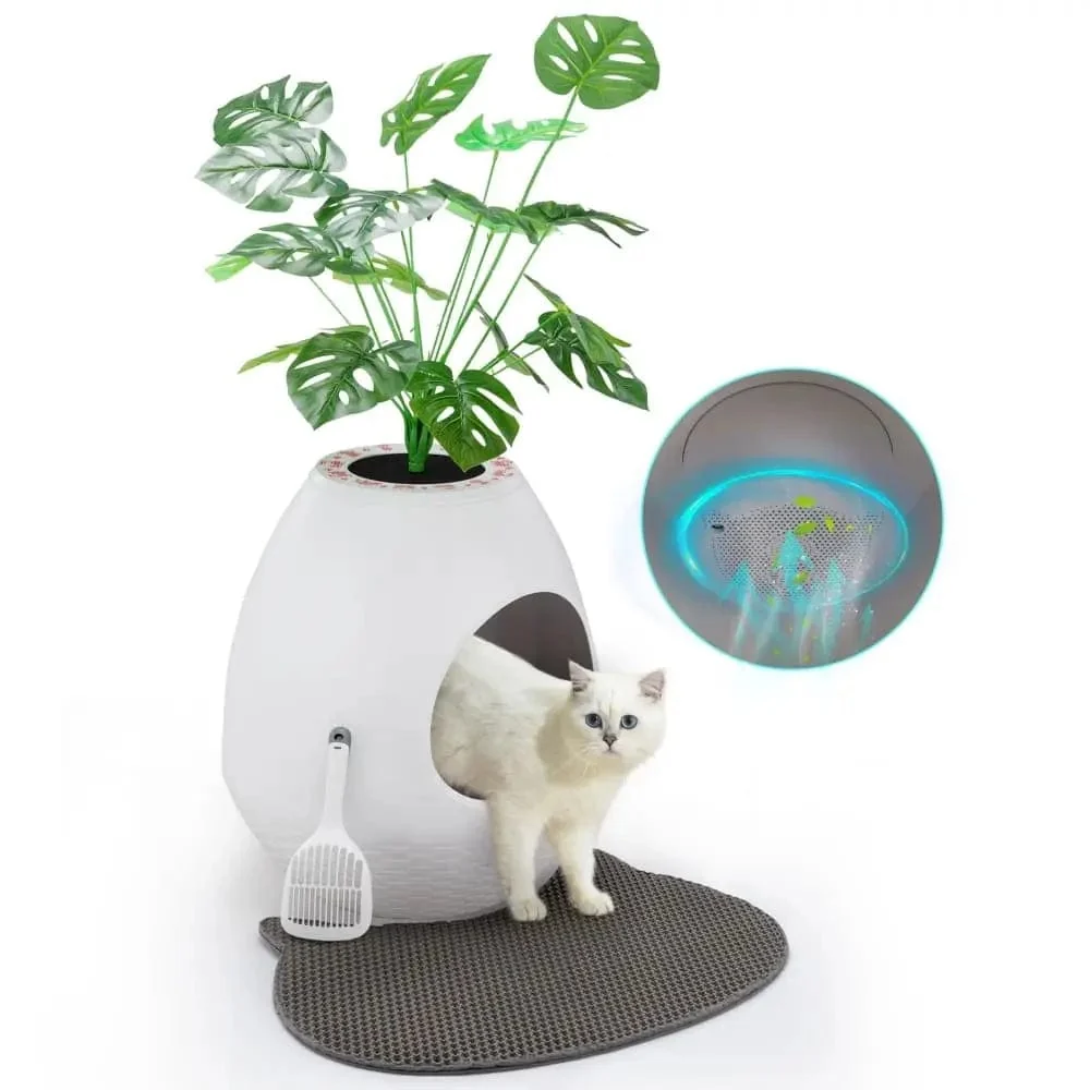 Coziwow Eggloa6 2-in-1 Cat Litter Box & Cat Bed - White / Ventilated Upgraded Set — Cat Litter Mat
