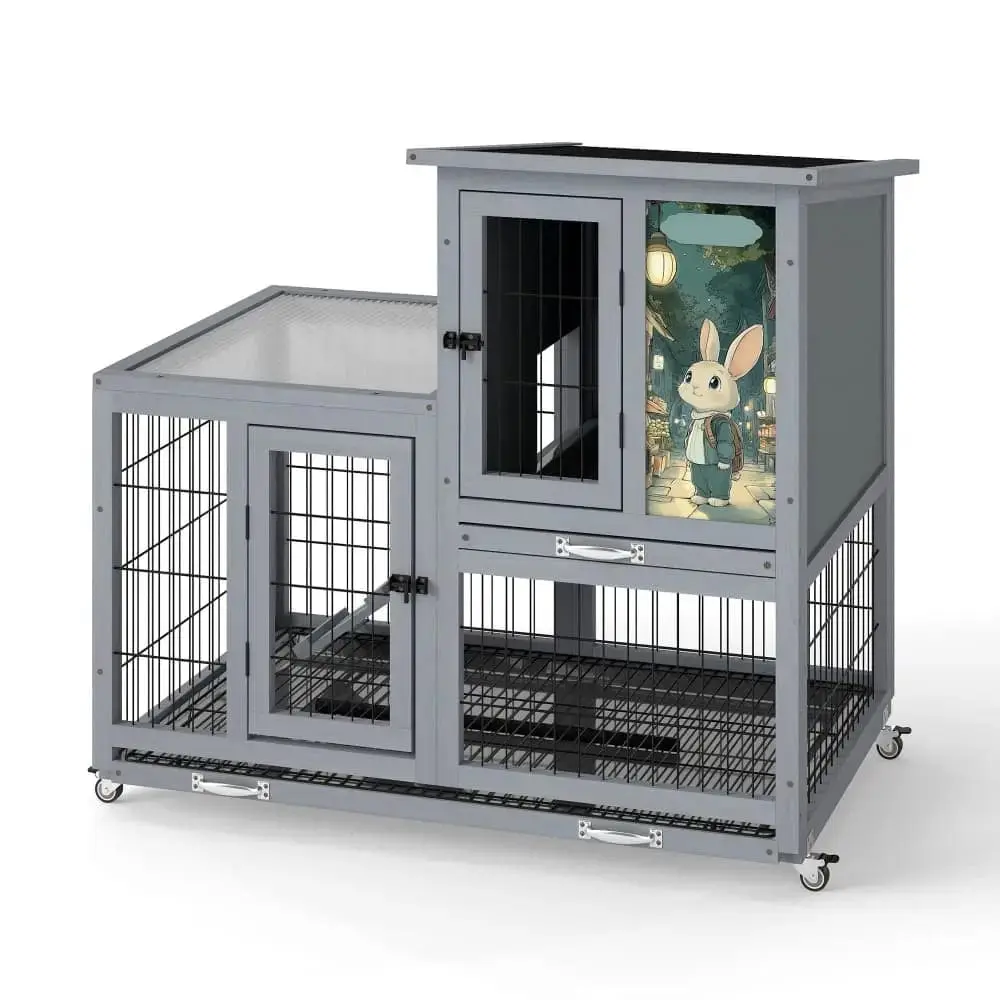 Coziwow 37″L 2-Story Wheeled Wooden Rabbit House - Upgraded Version — Dog Toys