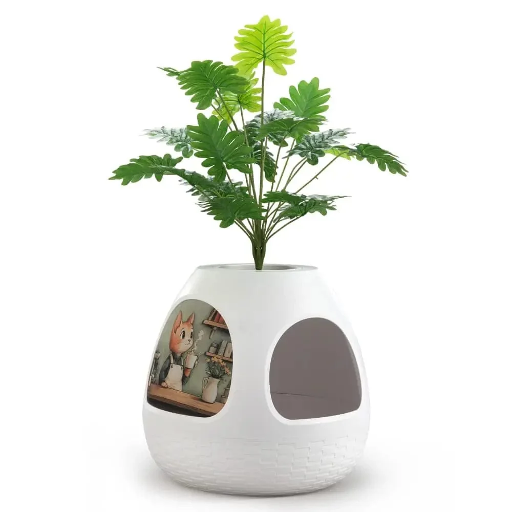 Coziwow Copod8 Heated Cat Bed 4-in-1 Warming Pet Cave House - White / Basic Set
