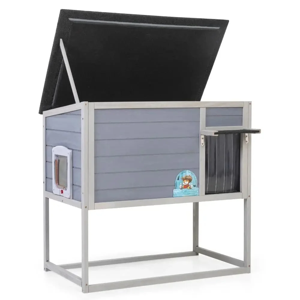 Coziwow 35''L Maison pour chats en bois surélevée — Jouets pour chiens