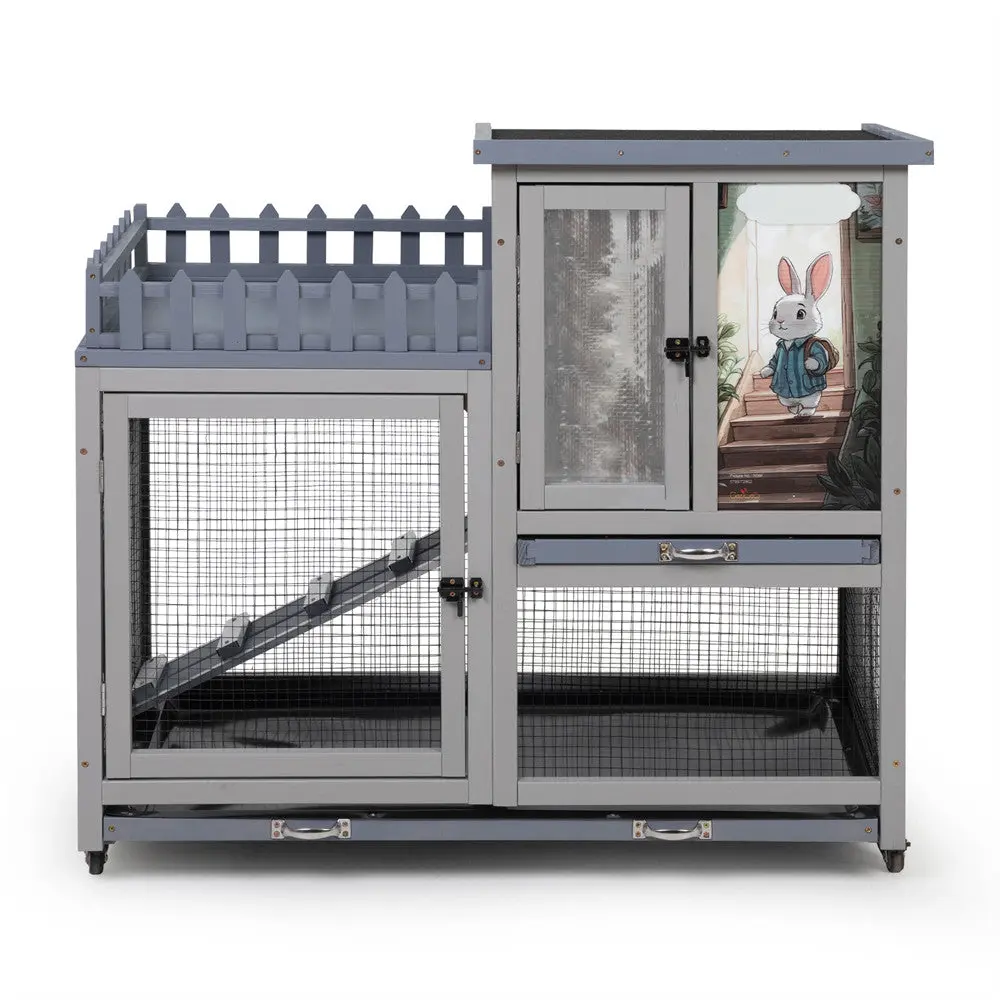 Coziwow Maison pour lapin isolée à 3 niveaux de 38 po avec roues — Jouets pour chiens