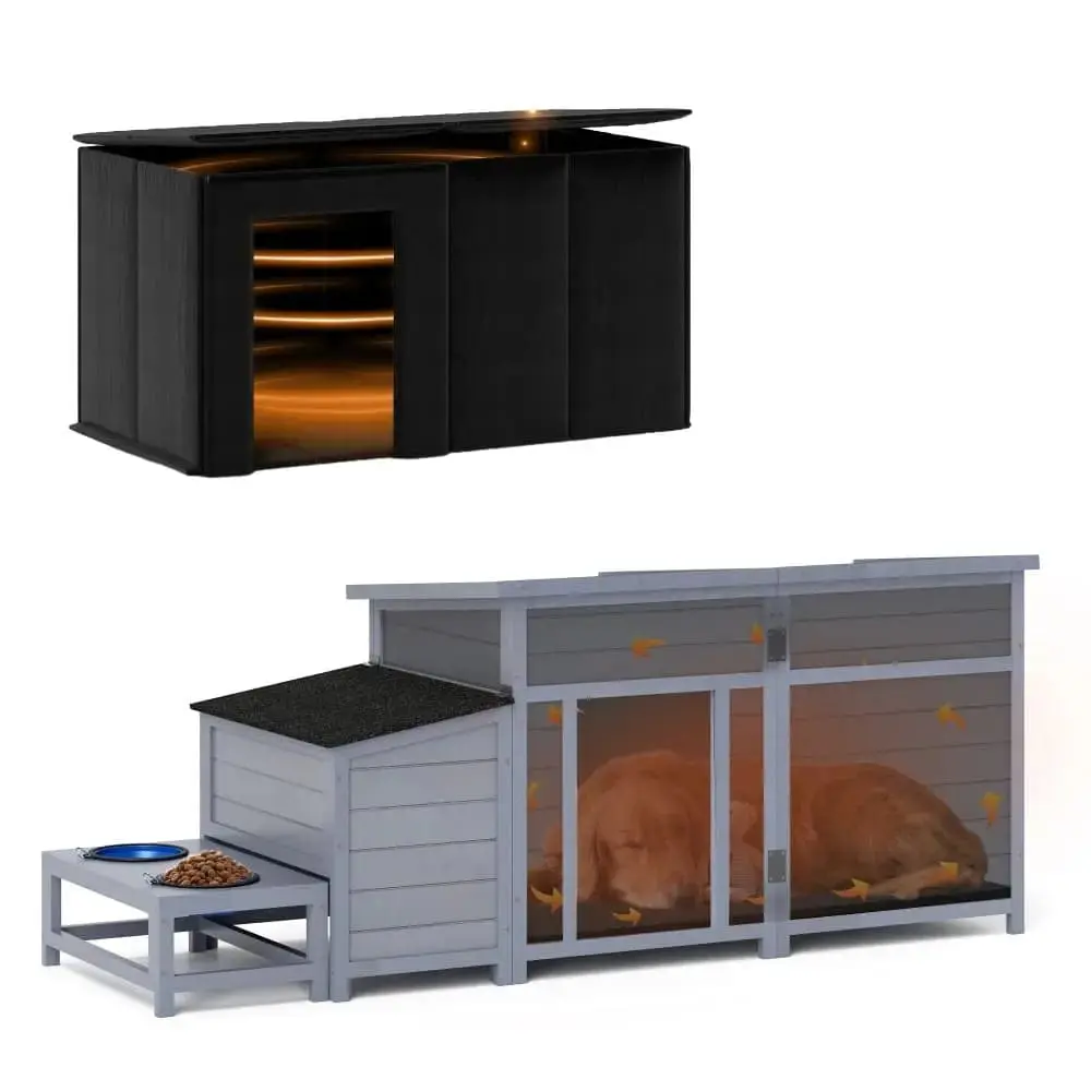 Niche pour chien isolée Coziwow 59''L avec gamelle