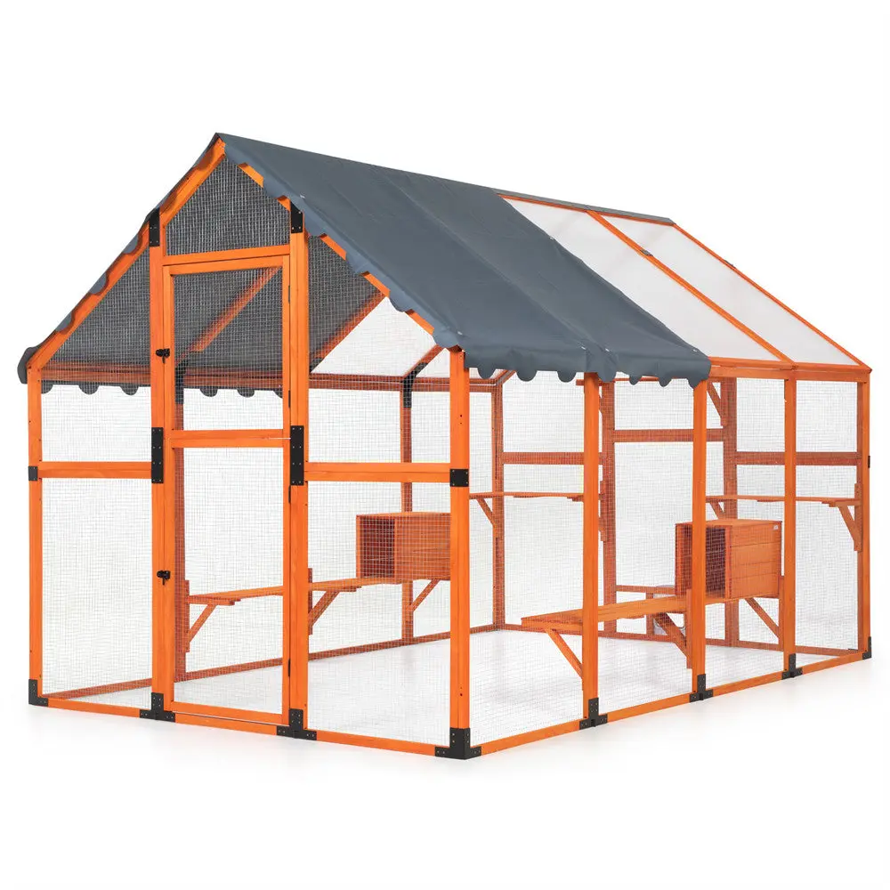Enclos pour chat Coziwow 108L en bois orange — Jouets pour chiens