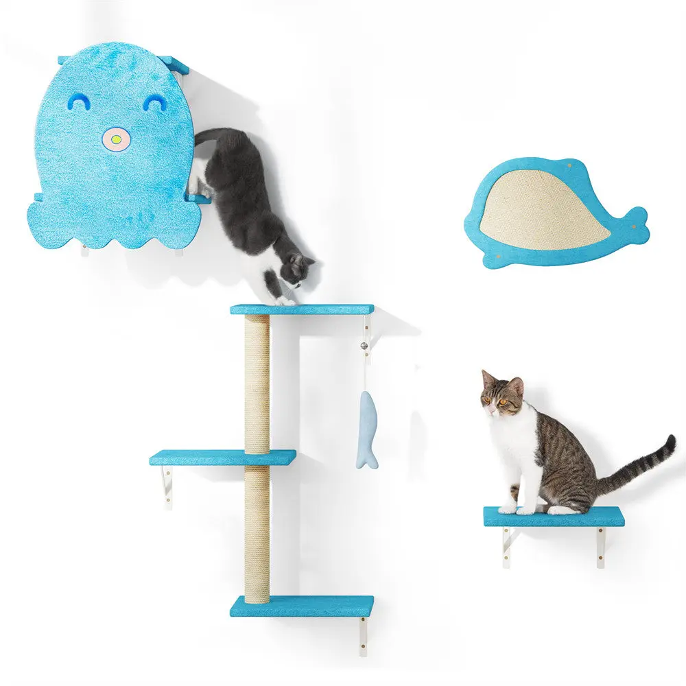 Coziwow Ensemble de meubles pour chat 4 pièces sur le thème de l'océan — Jouets pour chiens
