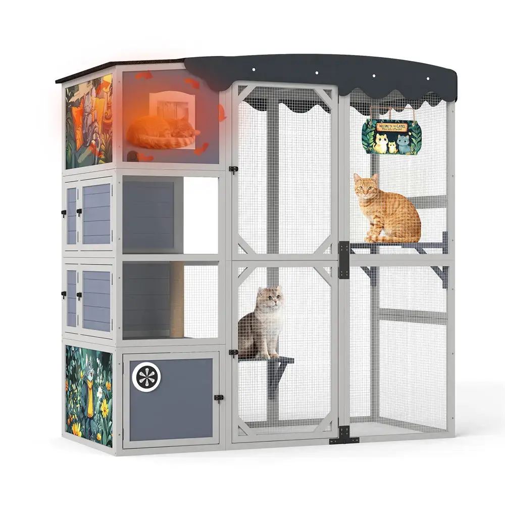 Coziwow 69"L 4-Tier Insulated Outdoor Cat Catio