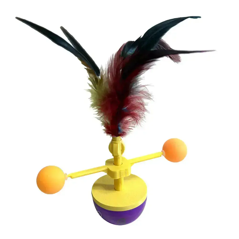 Coziwow Turntable Tumbler Cat Toy with Feather Wand - Tumbler Toy
