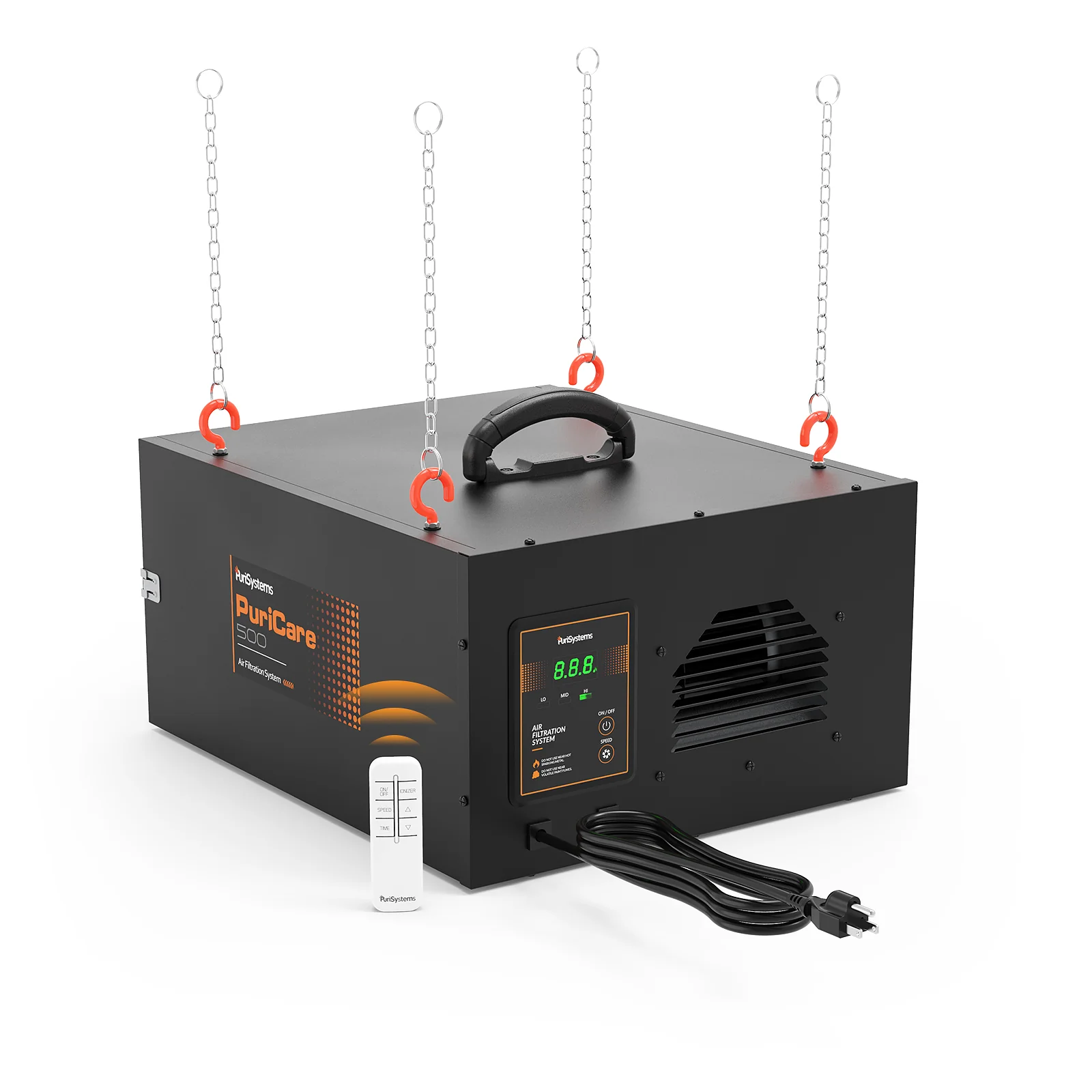 Purisystems 500 CFM 3-Speed Remote Air Filtration System, up to 500 sq. ft w/RF Remote for Woodworking Dust Collector | Puricare 500