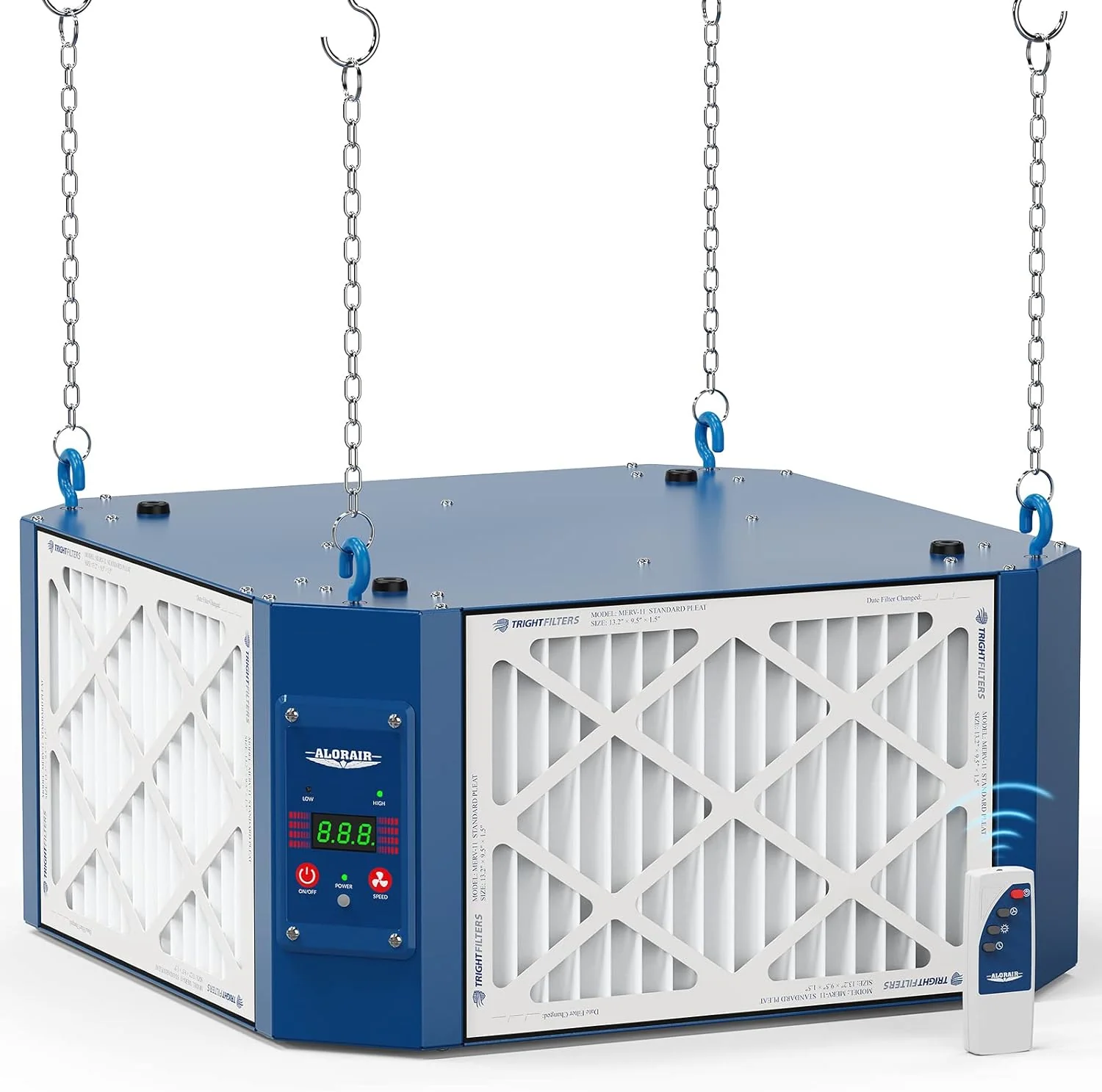 AlorAir 1350 CFM Air Filtration System Woodworking, 360 Degree Intake with Strong Vortex Fan | Purecare 1350