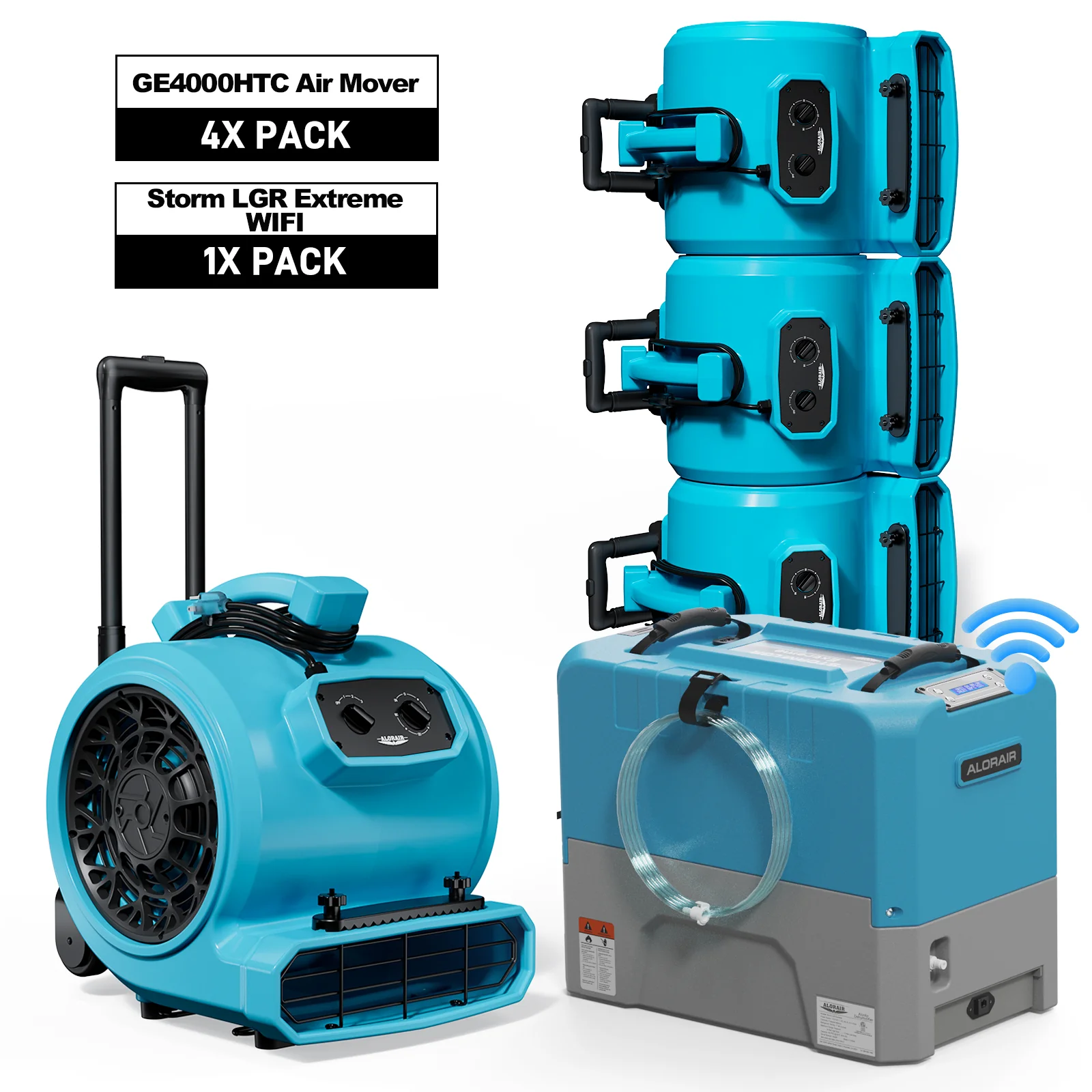 AlorAir Storm LGR Extreme WiFi Déshumidificateur + 4x GE4000HTC Ventilateurs