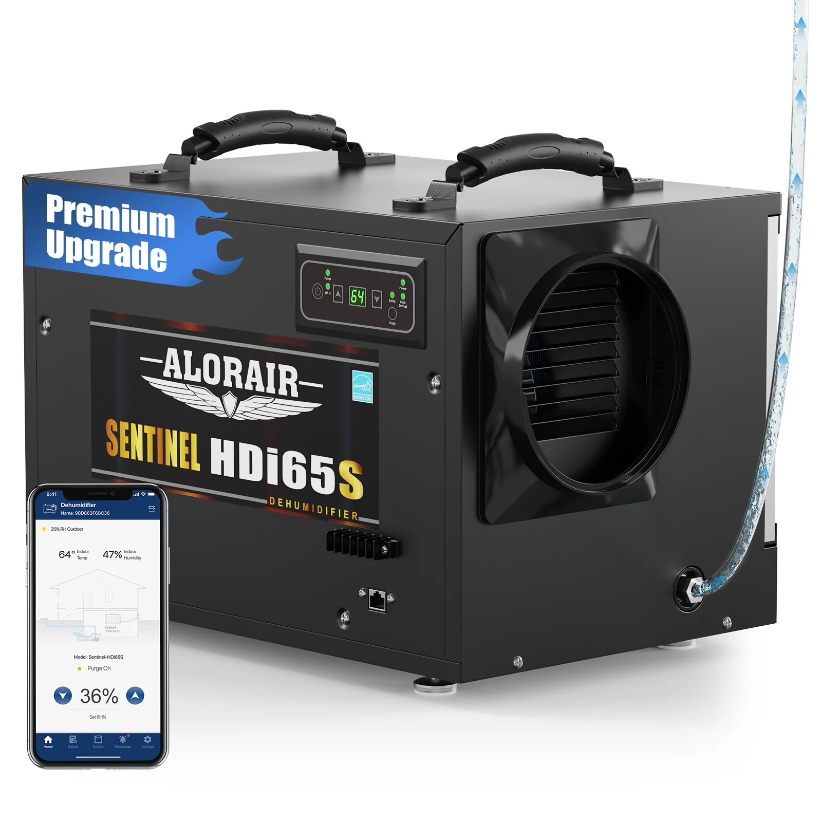 AlorAir Sentinel HDi65S 120 PPD Déshumidificateur WiFi avec Pompe