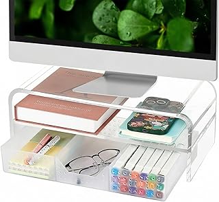 Support de moniteur OPNICE acrylique 2 étages avec tiroir