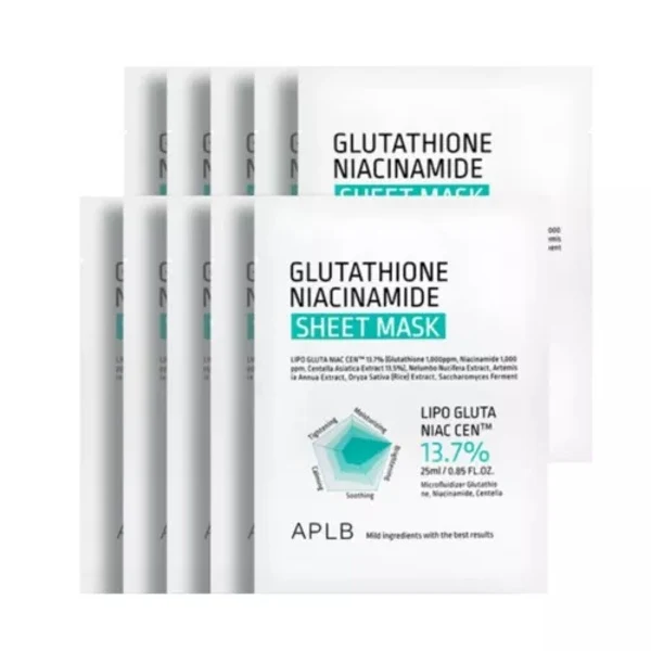 APLB Masque à feuille Glutathion Niacinamide - Paquet de 10 — Appareils de soins de la peau
