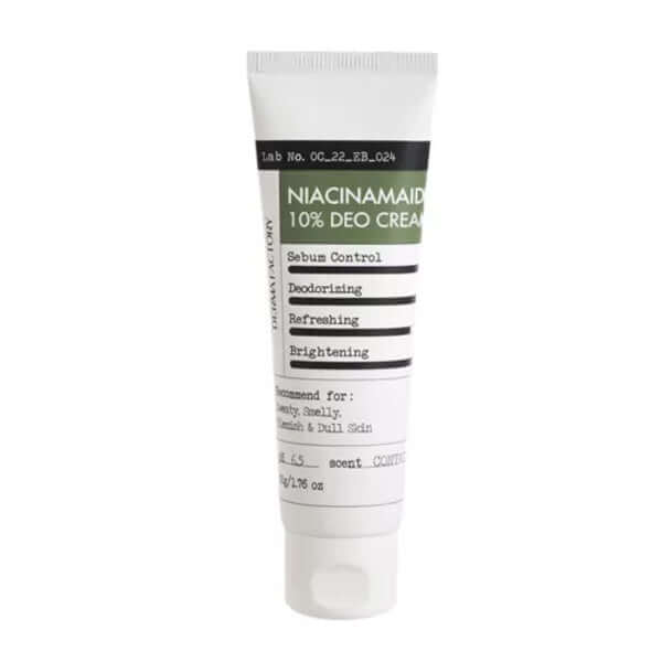 DERMA FACTORY Crème Déodorante Niacinamide 10 % 50 g — Appareils de soins de la peau