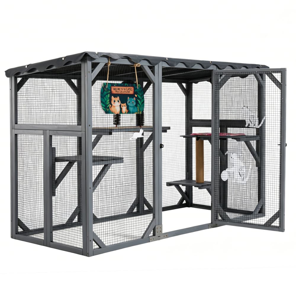 Enclos pour chat extérieur Coziwow 62,6 po avec bâche PVC