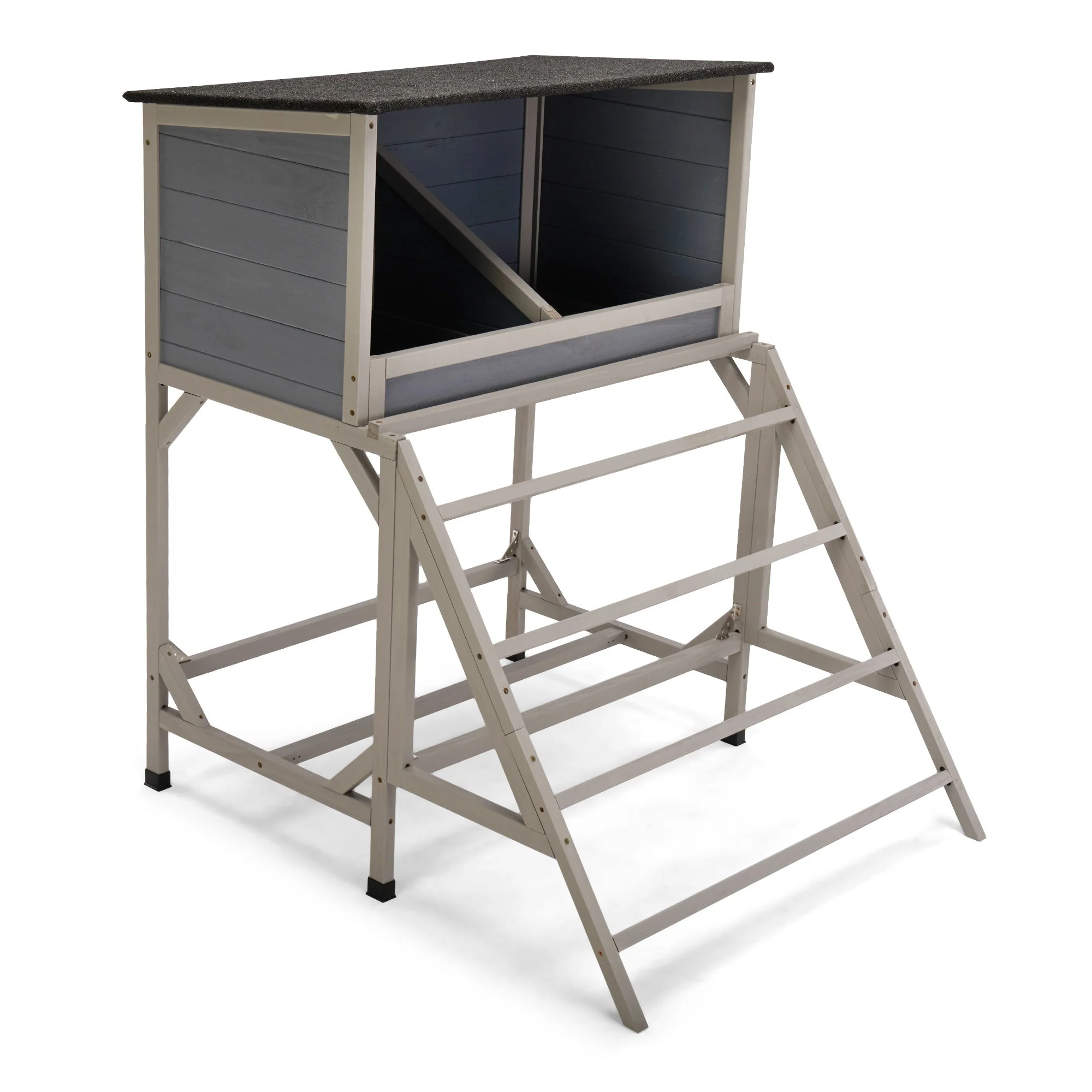 Coziwow 38"L Dark Gray Radiata Pine Wooden Chicken Coop with Standing Rack — Dog Toys