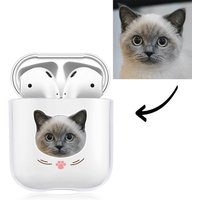 Étui AirPods Photo Personnalisé Chat Transparent — Écouteurs sans fil