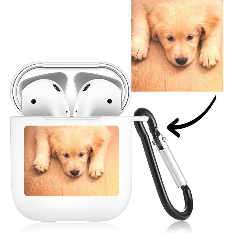 Étui écouteurs personnalisé pour AirPods Chien mignon blanc — Écouteurs sans fil
