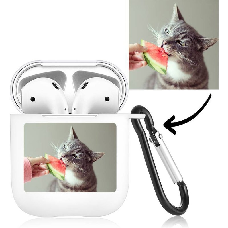 Étui photo personnalisé pour AirPods – Chat blanc — Écouteurs sans fil