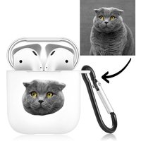 Custom Photo Earbuds Case for AirPods – Cute Cat White