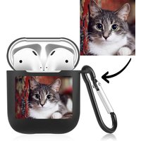 Custom Photo Earphone Case for AirPods Cat Black — Wireless Earbuds