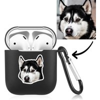 Custom Photo Earbuds Case for AirPods Lovely Dog Black