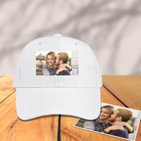 Casquette de baseball avec photo personnalisée en blanc — Casquette de baseball