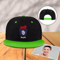 Casquette de Baseball Personnalisée Gravure Photo Noir Vert — Casquette de baseball