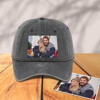 Casquette de baseball avec photo personnalisée en gris — Casquette de baseball