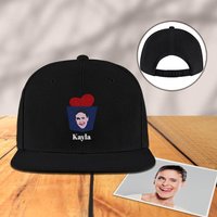 Casquette de baseball noire avec photo gravée personnalisée