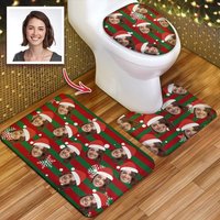 Ensemble de tapis de toilette personnalisé photo Noël 3 pièces — Décoration murale