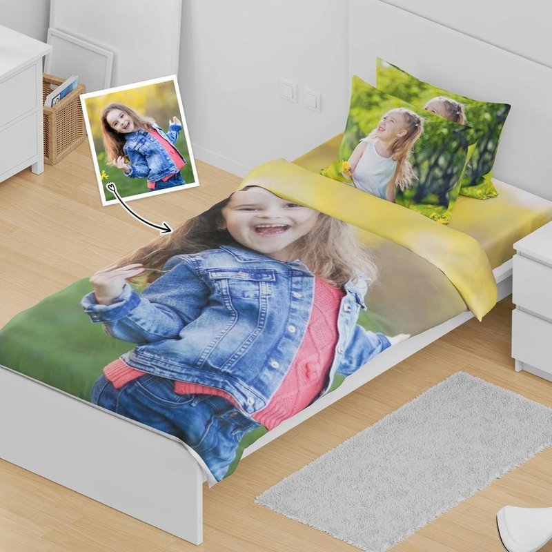 Ensemble de literie personnalisé avec housse de couette photo — Housses de couette