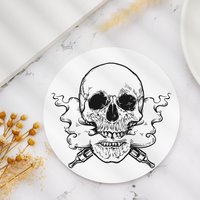 Dessous-verre en céramique personnalisé – Motif squelette