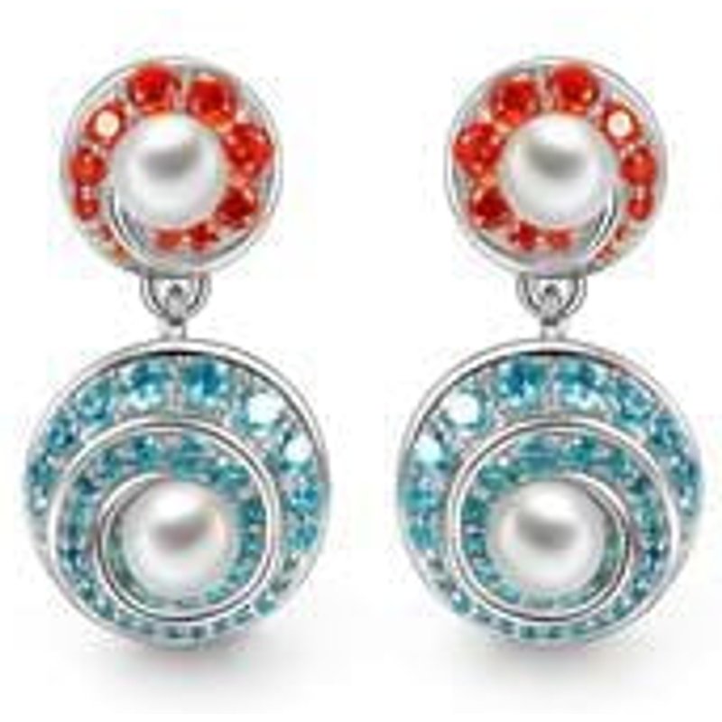 Boucles d'oreilles à tige Women's Swirl argent sterling zircone — Boucles D'oreilles