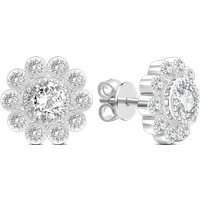 Flower Zircon Stud Earrings Sterling Silver — Stud Earrings