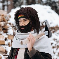 Knitted Beanie Hat with Beard Winter Hat — Baseball Cap