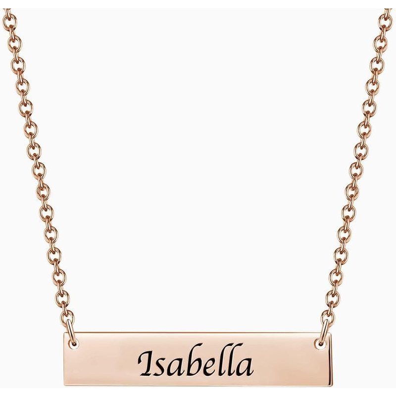 Collier à barrette gravée - Cadeau de sympathie — Collier Argent Femme