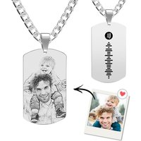 Custom Engrave Music Code Photo Necklace — Silver Necklace Women