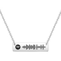 Personalized Bar Necklace Music Code — Silver Necklace Women
