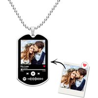 Collier personnalisé Code Spotify en acier inoxydable pour couple avec photo — Collier Argent Femme