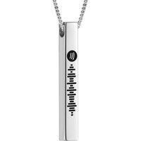Scannable Song Code 3D Engraved Vertical Bar Necklace