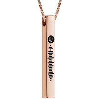 Personalized Song Code Custom 3D Engraved Bar Necklace — Silver Necklace Women