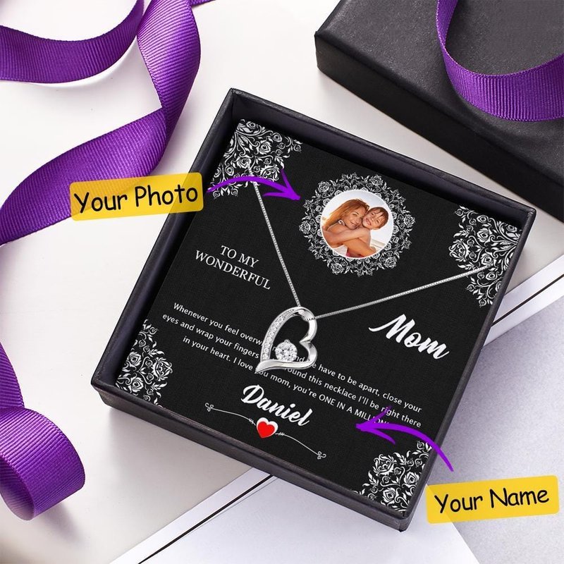 Collier en Argent pour Femme avec Photo et Carte Message — Collier Argent Femme