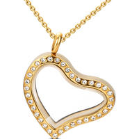 Heart Necklace with Crystal Floating Locket