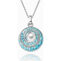 Collier en argent avec perle et tourbillon bleu