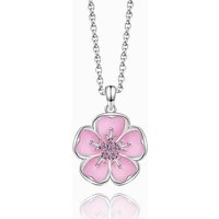 Collier Pendentif Fleur Rose Argenté — Collier pendentif