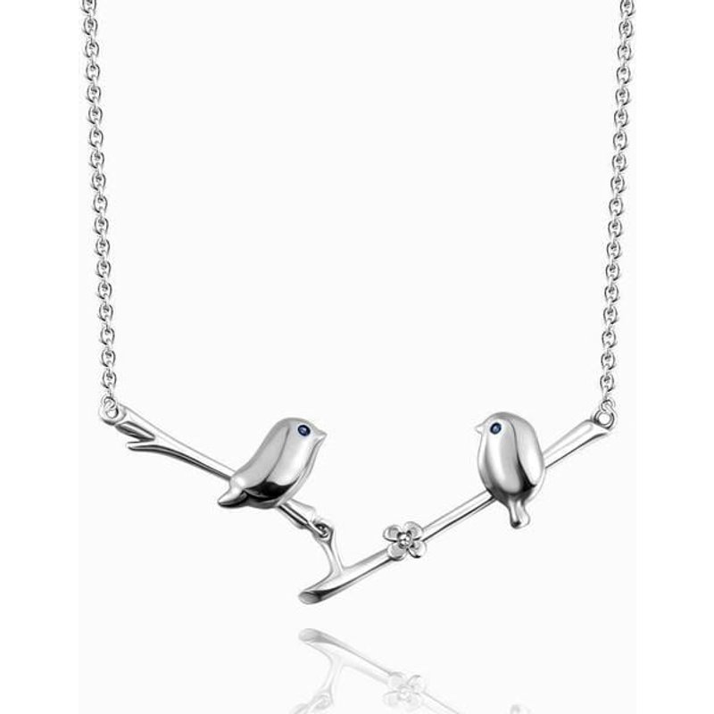 Love Birds Silver Pendant Necklace — Pendant Necklace