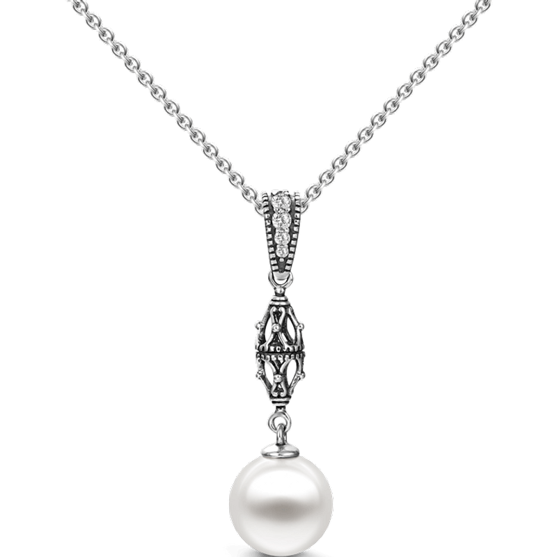 Collier en argent avec perle pour femmes — Collier Argent Femme