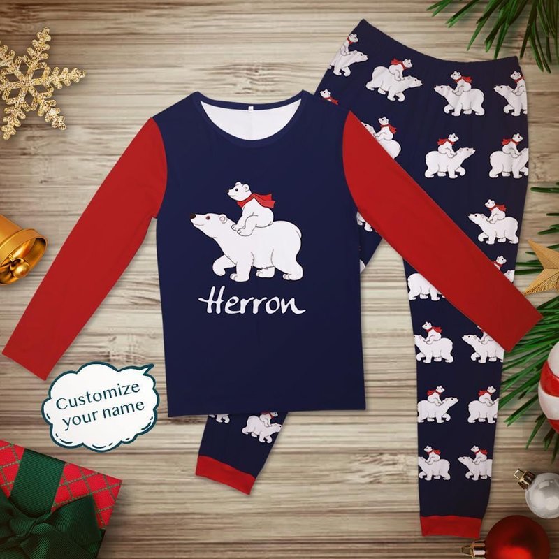 Pyjama Personnalisé Ours Polaire Noël pour Famille — Accessoires de mode