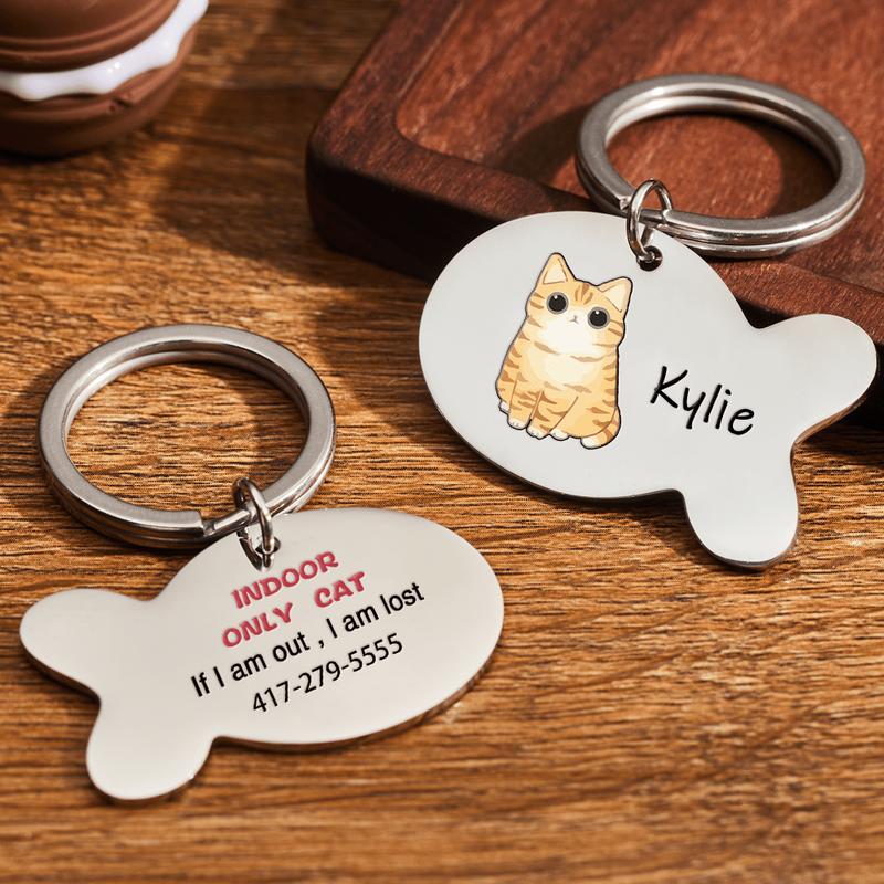 Étiquette d'identité personnalisée pour chat motif poisson — Jouets pour chiens